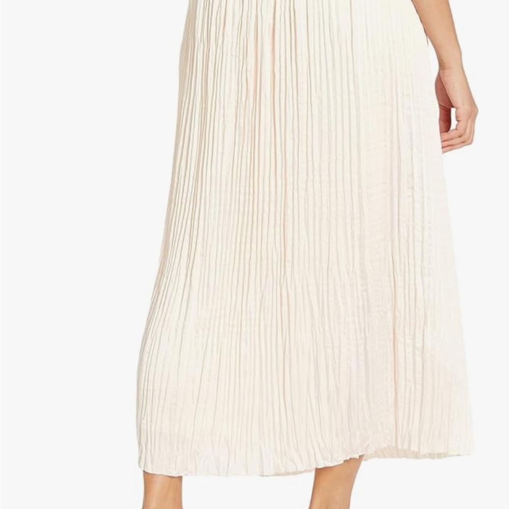 Vince Cream Pleated Midi Skirt